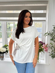 White Soft Drape Bow Top Joanie