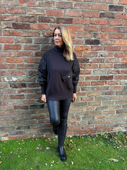 Black Quilted Roll Neck Knit Amy