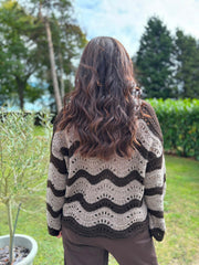 Chocolate Wave Tie Cardi Shona