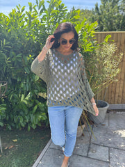 Khaki Wave Open Knit Jumper Marian
