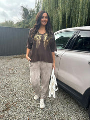 Chocolate Gold Angel Wings Knit Florence