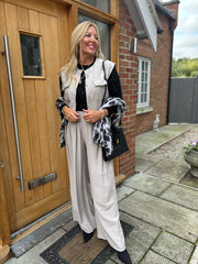 Stone Sleeveless Button Top and Trouser Co-Ord Piper