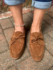 Tan Faux Suede Boat Shoes