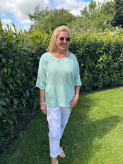 Mint Pointelle Open Knit Kyra