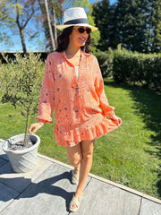 Peach Paisley Bubble Cotton Skort Set Isobel