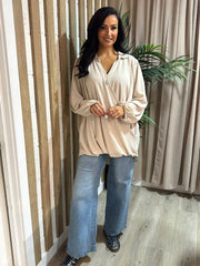 Stone Crepe Crossover Blouse Tiffany