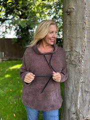 Chocolate Chenille Silver Fleck Hoodie Lisa