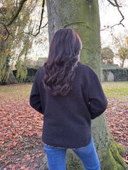 Black Leopard Trim Coat Maisy