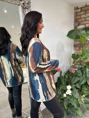 Navy Brushstroke Shimmer Top Trudie