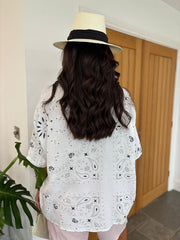 White Paisley Bubble Cotton Top Quinley