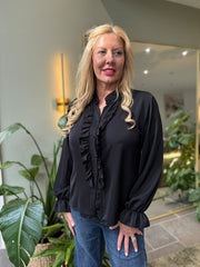 Black Ruffle Blouse Cynthia