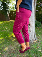 Wine Floral Printed Trousers