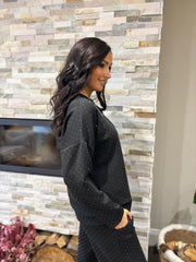 Black Diamante Sweat Top Nina