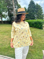Lemon Abstract Circle Print Top Alba