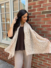 Stone Swirl Print Raw Edge Scarf