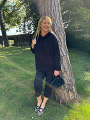 Black Chenille Silver Fleck Hoodie Lisa