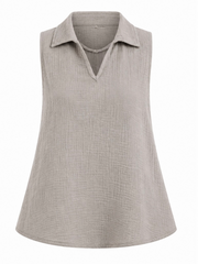 Mocha Sleeveless Bubble Cotton Top Jean