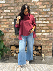 Wine Broderie Anglaise Top Judith