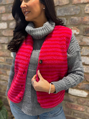 Lipstick & Red Stripe Fleece Gilet