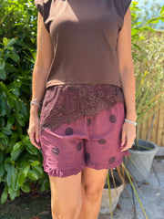 Wine Polka Dot Shorts Tiana