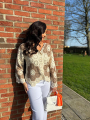 Mocha Flower Crochet Cardi Jeanette