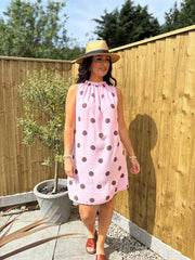 Pink Polka Dot Sleeveless Dress Tiana