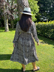 Leopard V Neck Midi Dress Angelica