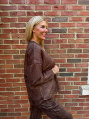 Chocolate Brushstrokes Shimmer Sweat Top Natalia