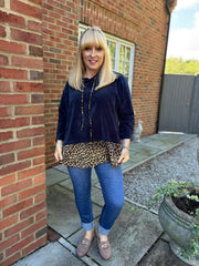Navy Soft Touch Leopard Hoodie Alex