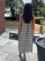 Khaki Patterned Bubble Cotton Dress Athena