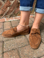 Tan Faux Suede Boat Shoes