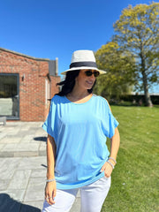 Blue Cold Shoulder Top Orla