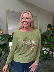 Olive Soft Touch Star Top Kelly