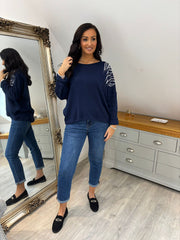 Navy Animal Pattern Knit Louisa