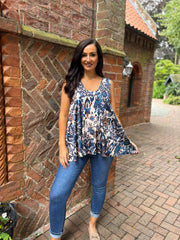 Navy Elegant Floral Vest Isabella