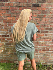 Khaki Metallic Flower Top Kenedy
