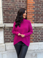 Lipstick Ribbed Dip Hem Jumper Vicky