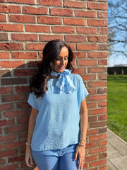 Light Blue Scarf Top Hilary