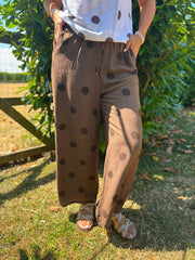 Chocolate Polka Dot Trousers Michaela