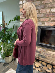 Wine Soft Drape Cardi Flora