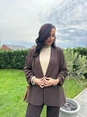 Chocolate Pinstripe Take You Anywhere Jacket