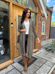 Green Pattern Stripe Shimmer Cardigan Freya