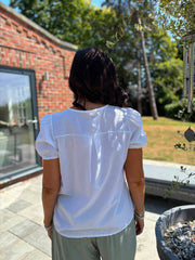 White Applique Flower Top Marcia