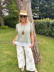 Khaki Multi Hole Layered Top Laurel