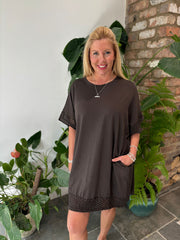 Chocolate Crochet Trim Dress Sabrina