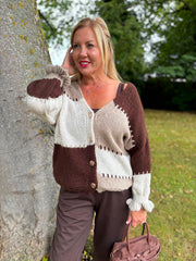 Chocolate Block Stitch Cardigan Edie