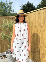 Cream Polka Dot Sleeveless Dress Tiana