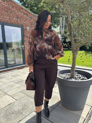 Chocolate Flower Pattern Mesh Top Louise
