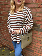 Chocolate Stripe Long Sleeve Top Yasmin