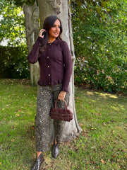 Leopard Barrel Leg Jeans